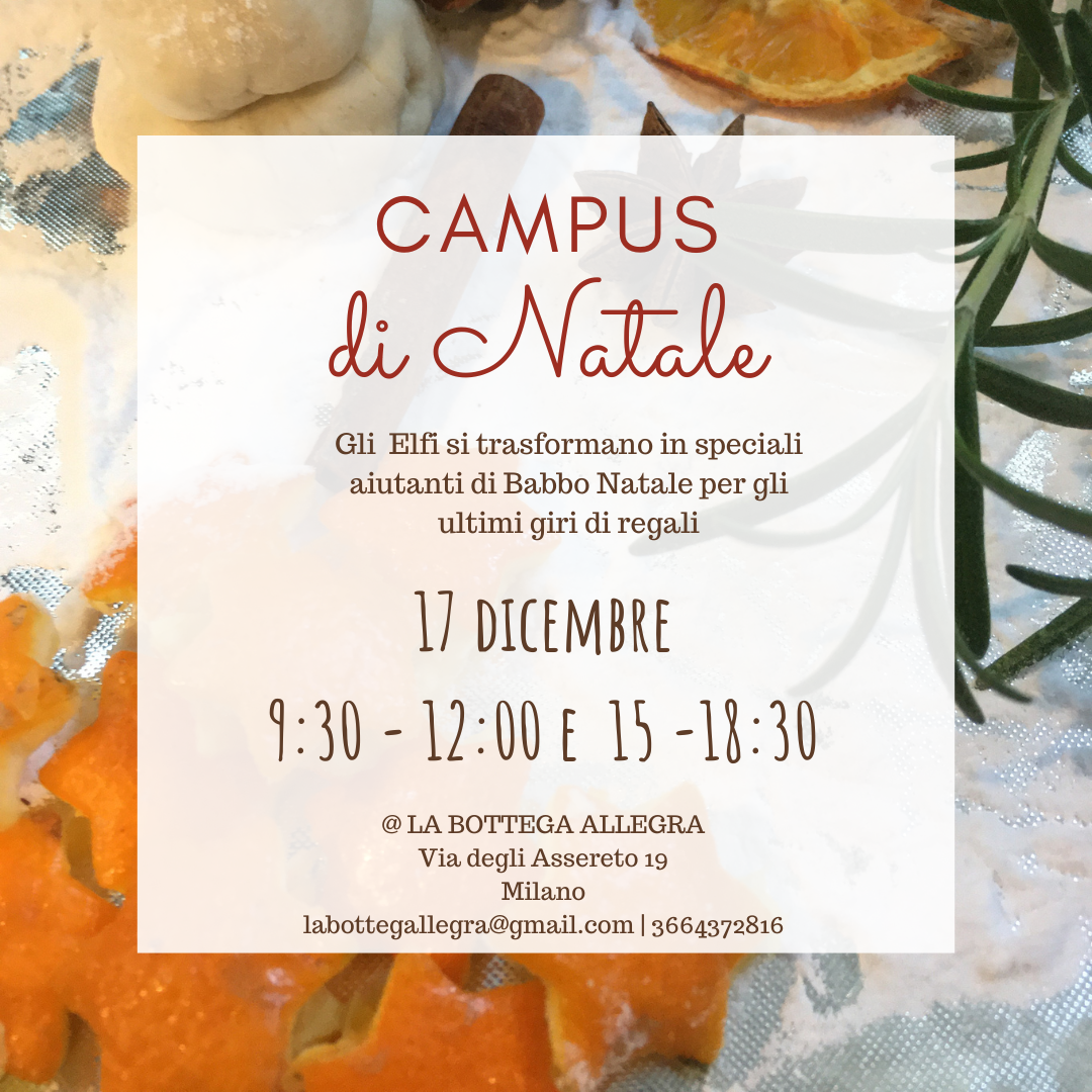 Campus di Natale – laboratori per bimbi dai 3 ai 6 anni